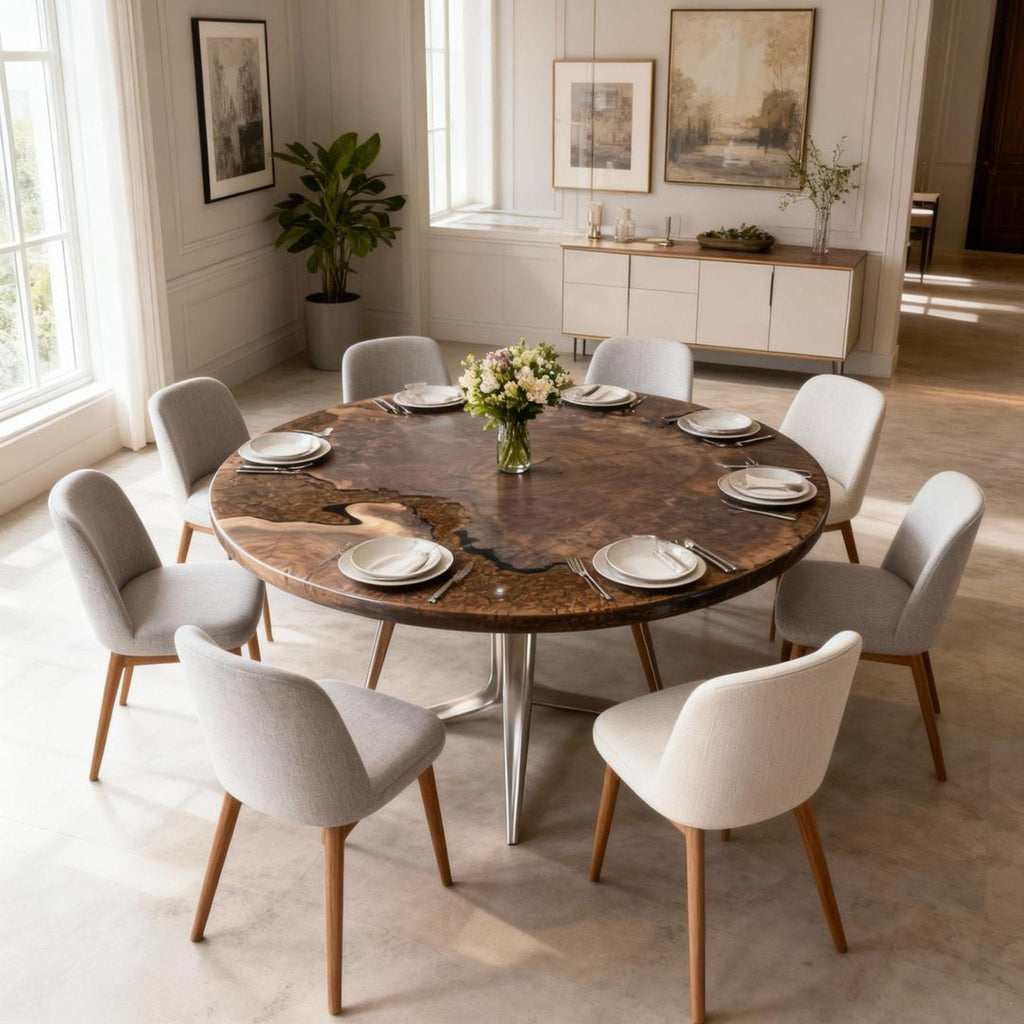 Table rivière sur mesure en résine époxy noyer noir, résine perle noire NRG-582