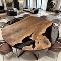 Table rivière sur mesure en résine époxy noyer noir, résine noire onyx VQJ-582