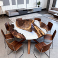 Table rivière personnalisée en résine époxy noyer, résine blanc albâtre GXP-742