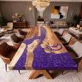 Table rivière personnalisée en résine époxy et noyer, violet améthyste WQJ-742