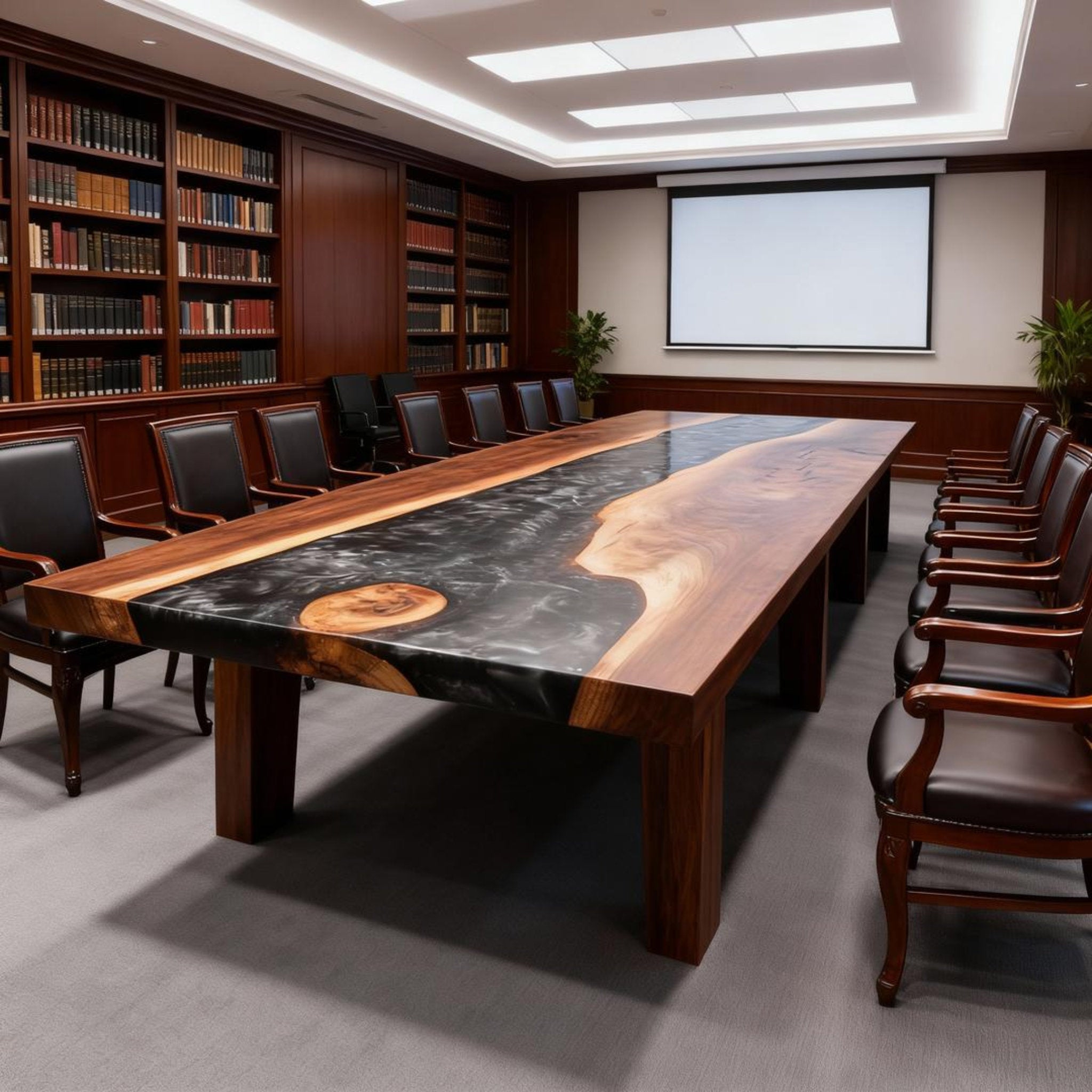 Custom Walnut Epoxy Resin River Table Black Pearl Resin ZQV-582