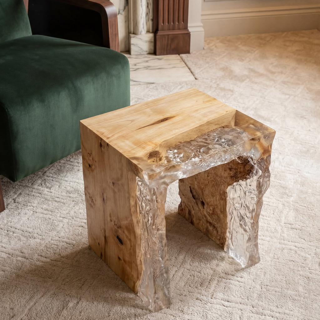 Tabouret en peuplier Crystal Ice