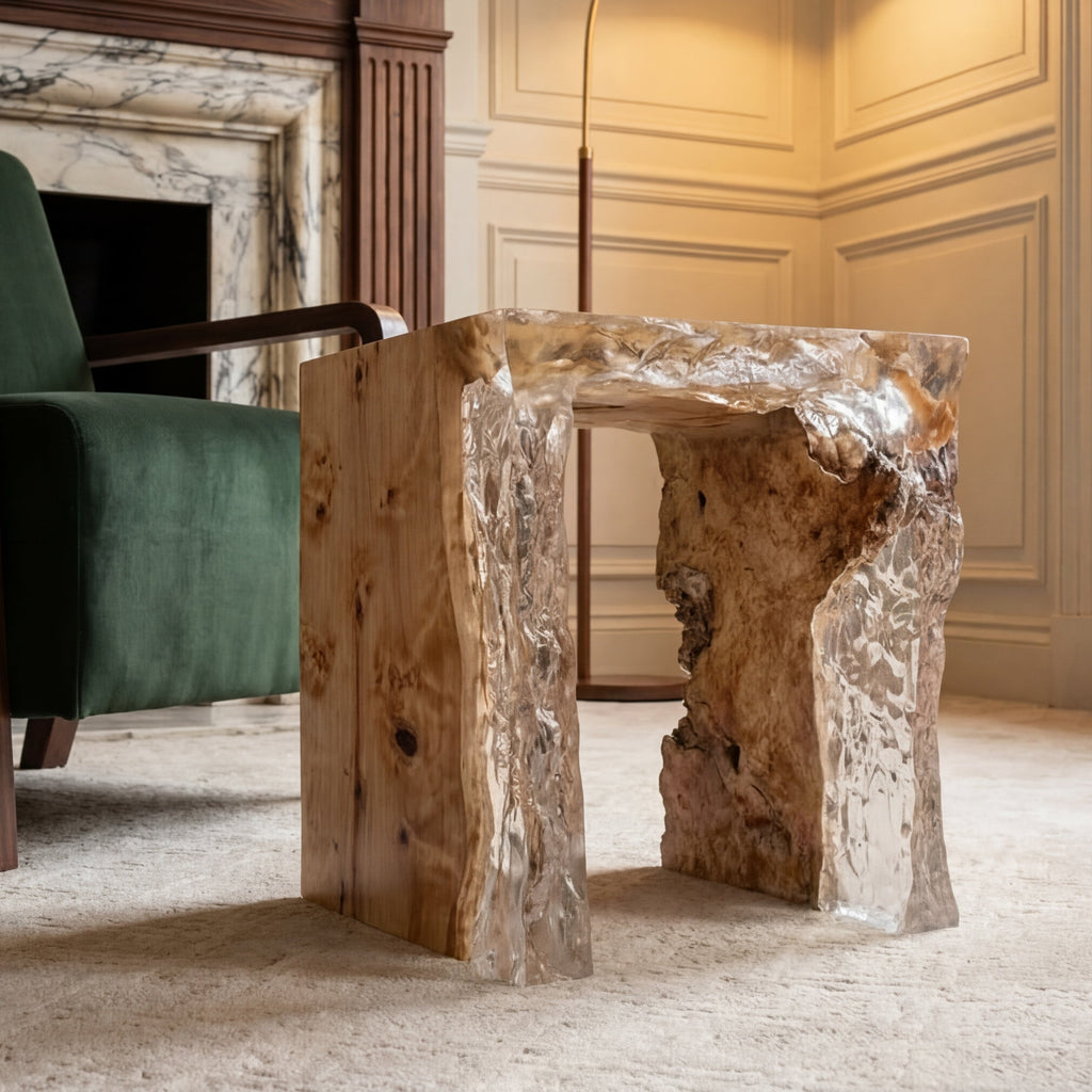 Tabouret en peuplier Crystal Ice