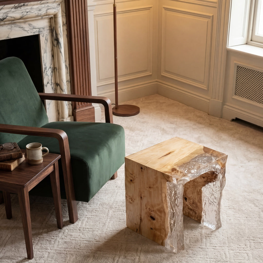 Tabouret en peuplier Crystal Ice