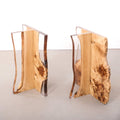 Pieds de table en acrylique et bois massif à bords naturels EPW-102