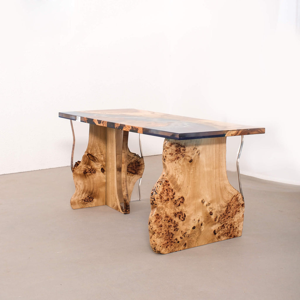 Pieds de table en acrylique et bois massif à bords naturels EPW-102