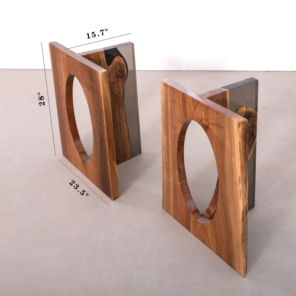 Pieds de table ovales ajourés en acrylique et bois massif EPW-96